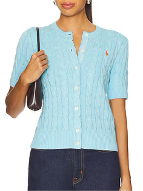 Ralph Lauren Tops - NWT Ralph Lauren Acadia Blue Cable Knit Short Sleeve Cardigan